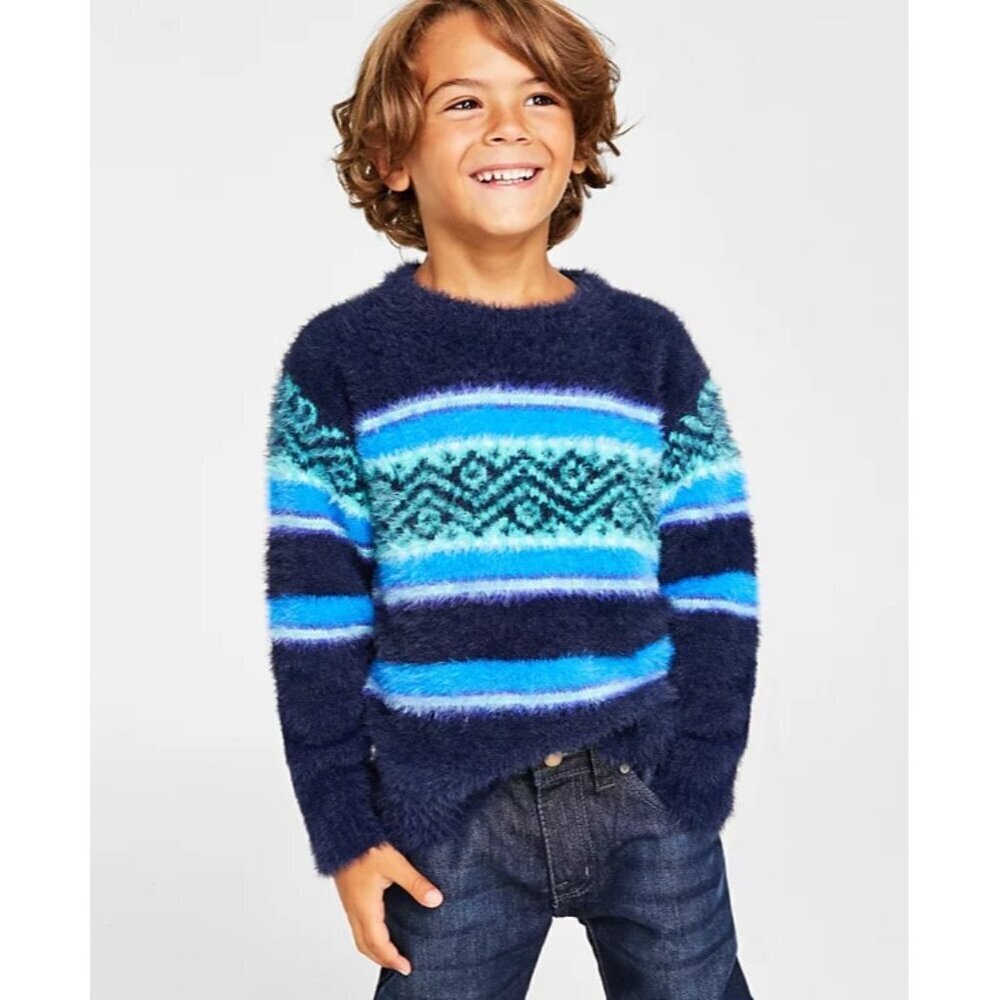 Holiday Lane Little Boys‎ 7 Fair Isle Crewneck Long-Sleeve Sweater Blue $40 064